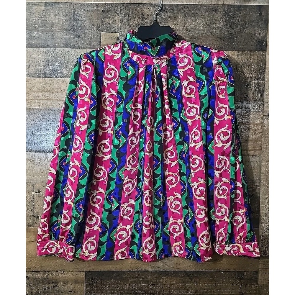 VTG Laura & Jayne Classic Baroque Style Top Women 12 Career 80s Secretary Office